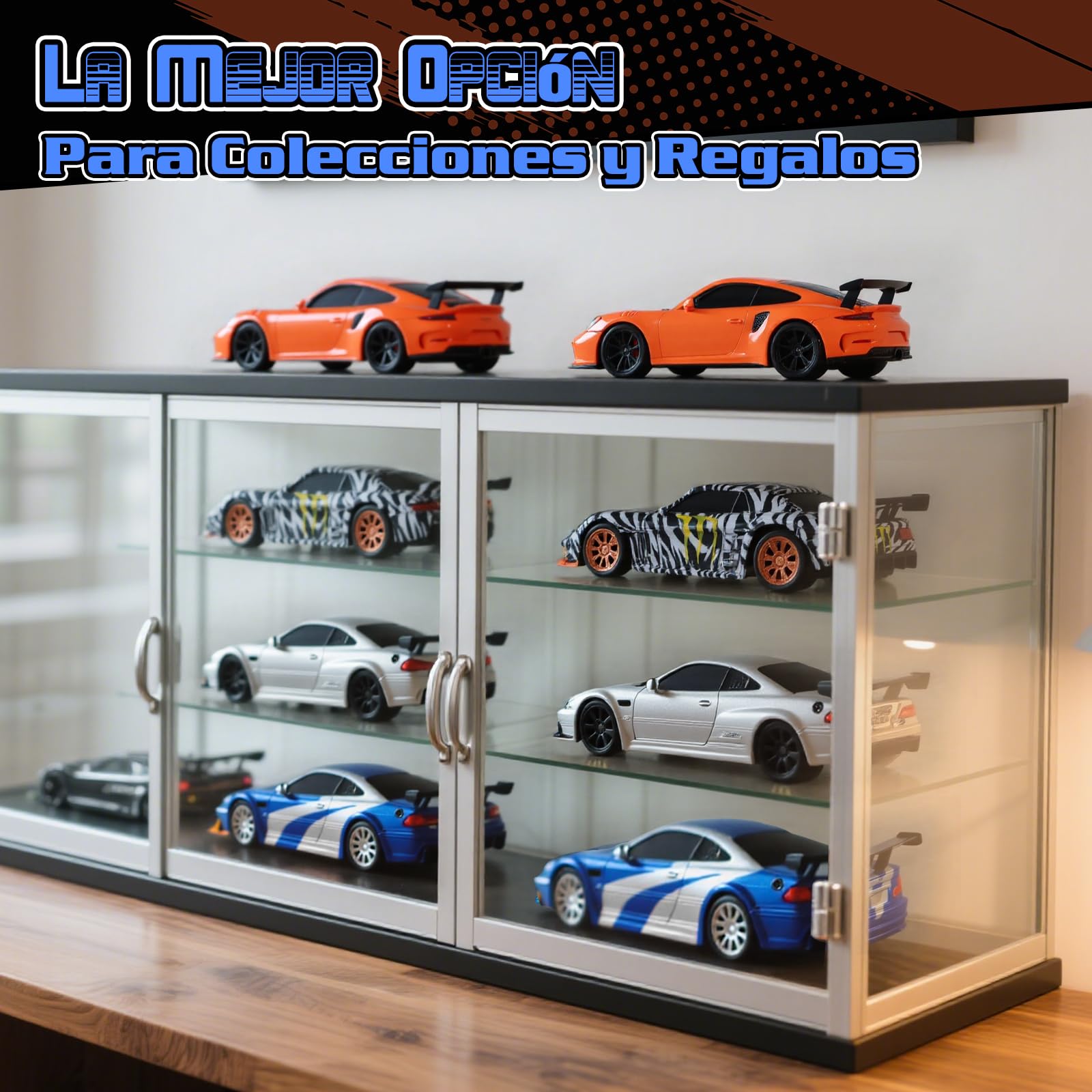 JONRRYIN Coche Teledirigido Drift Pro, 1:43 Mini Drift RC Car, 4WD Car Radiocontrol con Giroscopios y Luces LED, 15km/h, Coche Teledirigido de Juguete para Niños de 14+ Años (Azul Pro-Gyro)