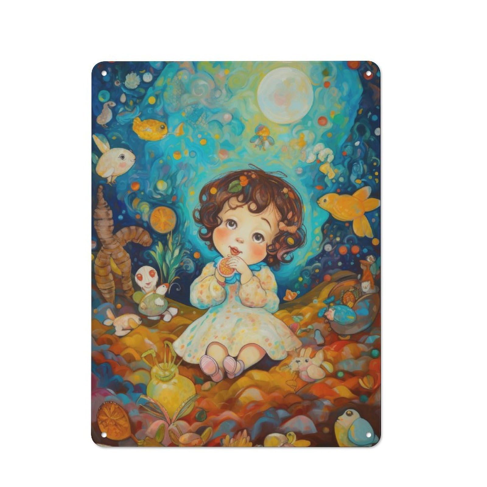 Junmoney Cute Oil Painting For Garden Room Or Summerhouse, Retro Tin Sign 40X30cm, For Garage, Workshop And Man Cave Decoration