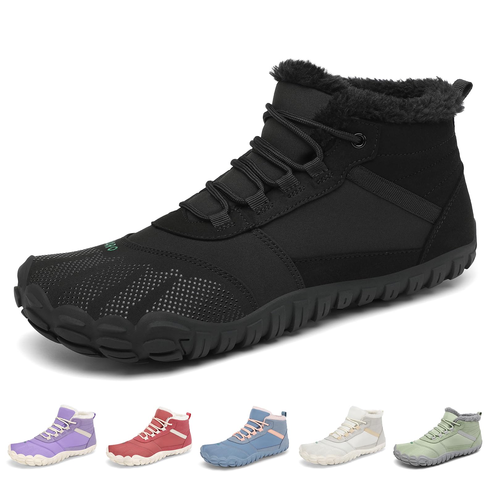 SAGUARO Botines Barefoot Mujer Invierno Cálidos con Puntera Ancha y Suela Zero Drop, Gr.36-42