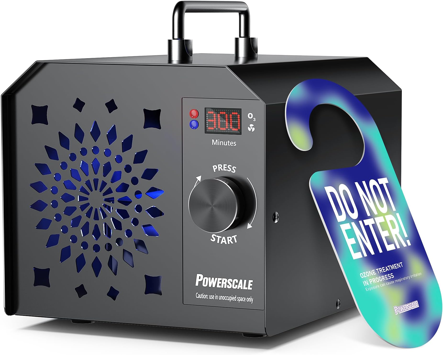 PowerScale Ozone Generator 55,000mg/h OZB1 Ozone Odor Eliminator Commercial Ozone Machine Odor Removal, For Home, Car, Pet Room Ozone Machine - High Capacity Ionizer Ozone Air Purifier, Black