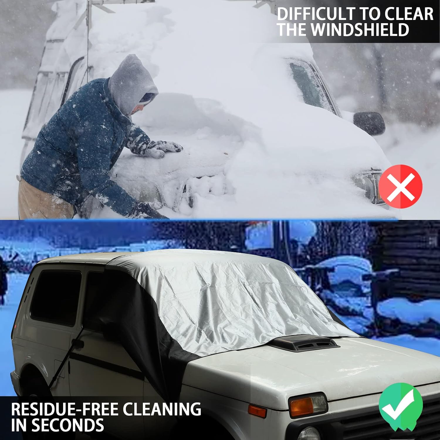 LLKUANG Car Windshield Snow Cover Fit for Lada NIVA,Windshield Snow Ice Cover Sun Cover,All Weather Dustproof Windshield Cover,Protects Windshield from Rain, Sun, Frost