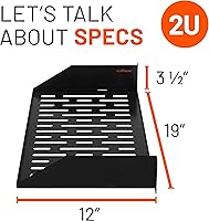 Vista 3 de ECHOGEAR Estante para rack de 2U – Diseño universal que funciona con cualquier rack – Capacidad para 50 bits de servidores, equipo de red o equipos