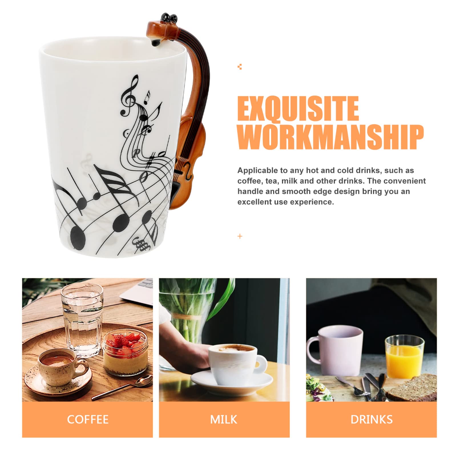 Piano, koffiemok, 200 ml, muzieknoten, keramische koffiebeker, kopjes