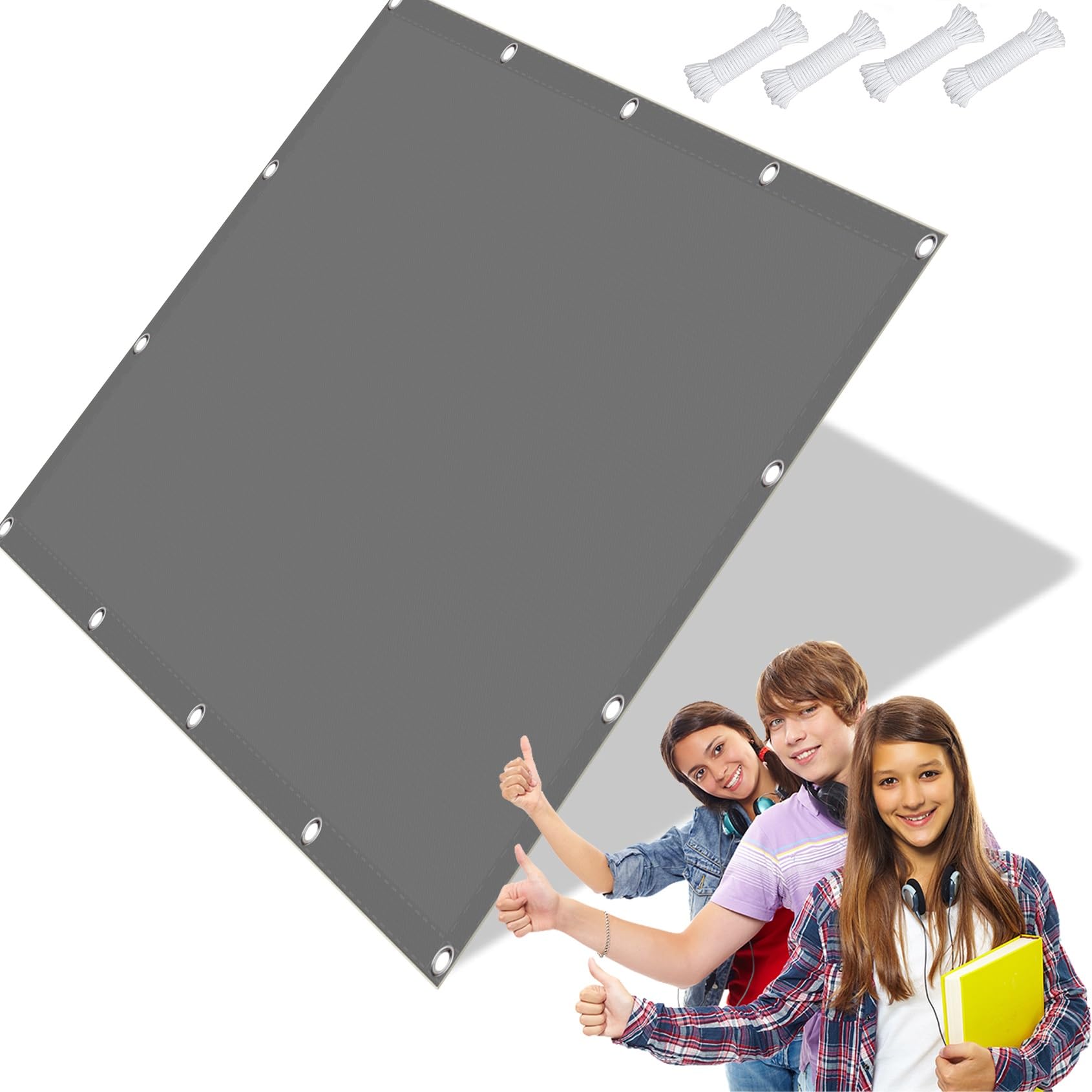 Filet d'ombrage gris clair 150x680cm en PES imperméable anti-UV