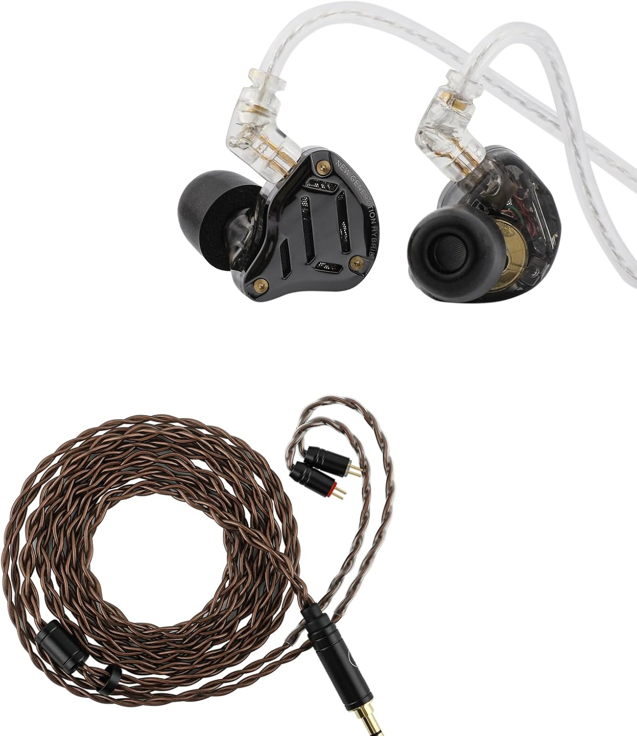 Linsoul KZ ZS10 PRO 2 in Ear Monitor IEM, 1DD+4BA Hybrid Wired Earbuds, with 4-Level Tuning Switch + ZiiGaat Z-01 IEM Cable, 4 Core Single Crystal Copper Wire