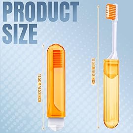 Patelai 4 Pieces Travel Toothbrush Set, Soft Bristle Mini Foldable Tooth Brush with Case, Individually Wrapped Small Portable Travel Size Toiletries Stuff for Camping (Honey Color)