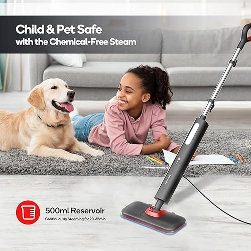 Miniatura 5 de Newbealer Trapeador de vapor, vaporizador de piso de madera dura, 16.9 fl oz 1200 W potente limpiador para laminado de alfombras y azulejos, 3