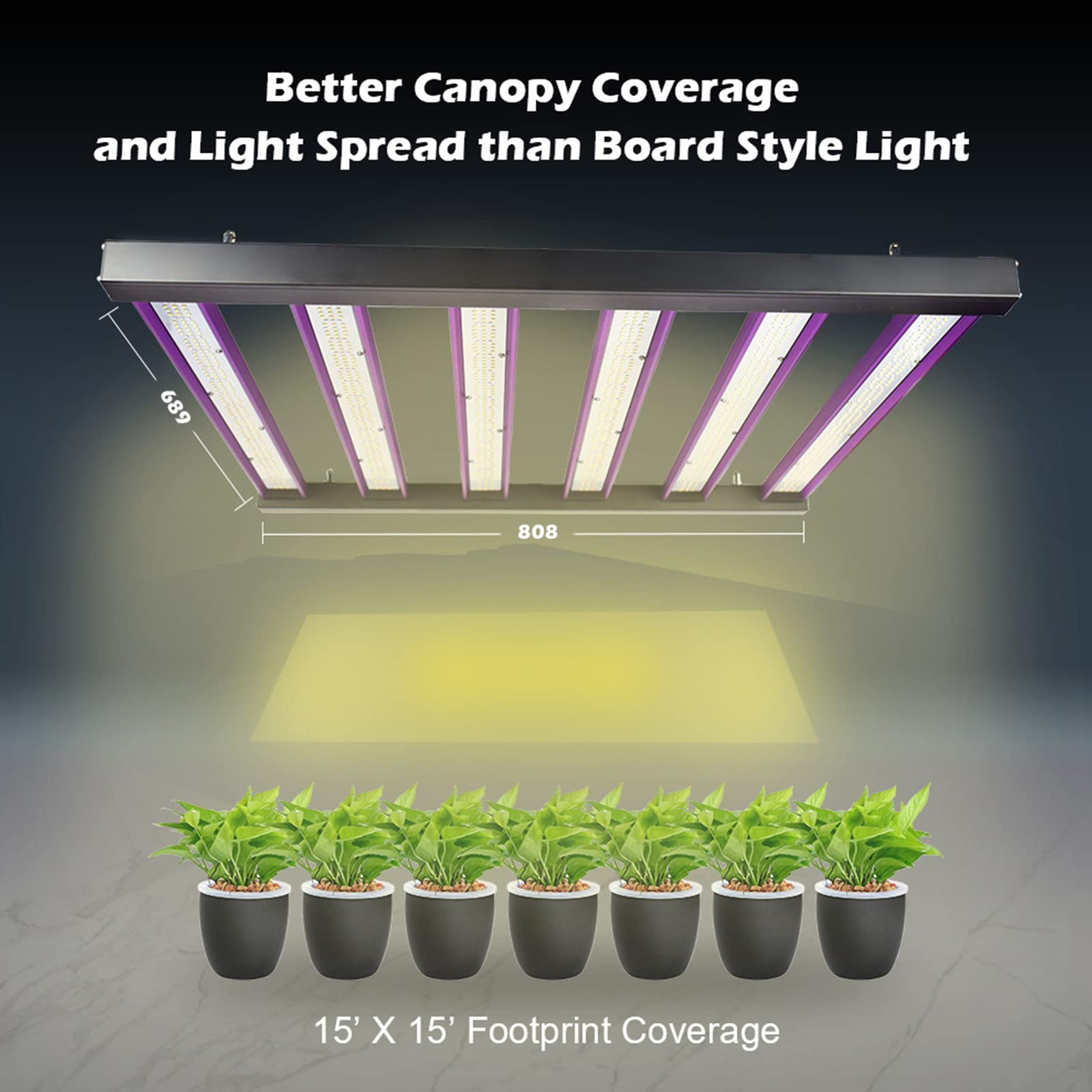 Lampes de Culture LED 480 W, Lampe de Croissance pour Plantes d'intérieur à Spectre Complet avec LED IR Couverture de 15 x 15 Pieds pour Plantes d'intérieur Hydroponique Serre Veg Bloom AC100-277 V