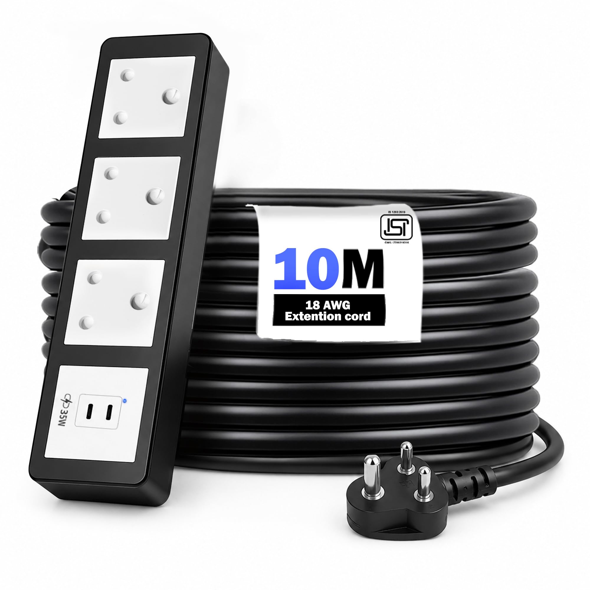 MX 6 Power Strip - 6 Sockets, Safety & Surge Protection -8