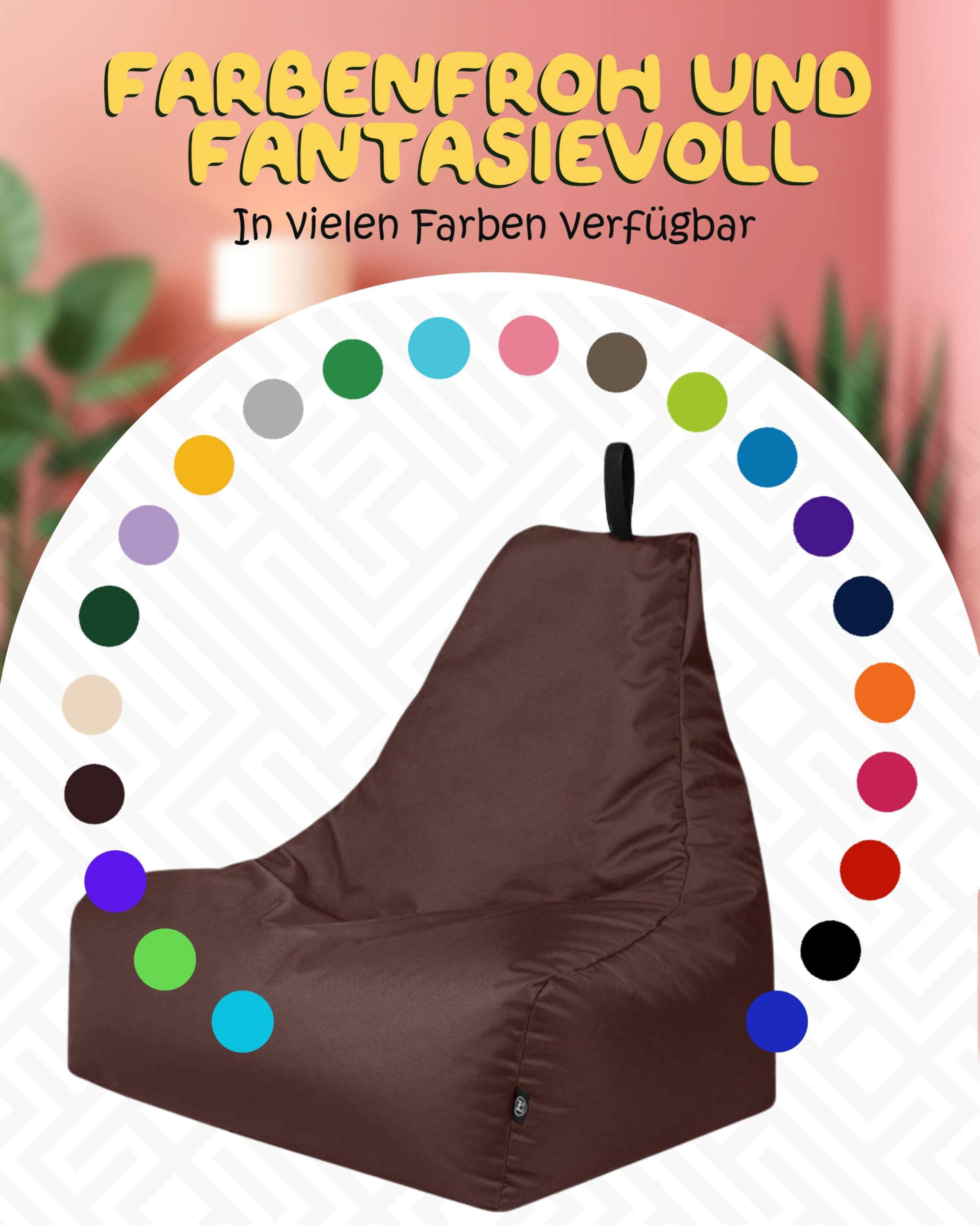 PATCH HOME Puf lounge para juegos puff asiento puff suelo con cojín con cremallera listo para rellenar (XL con cremallera, marrón)