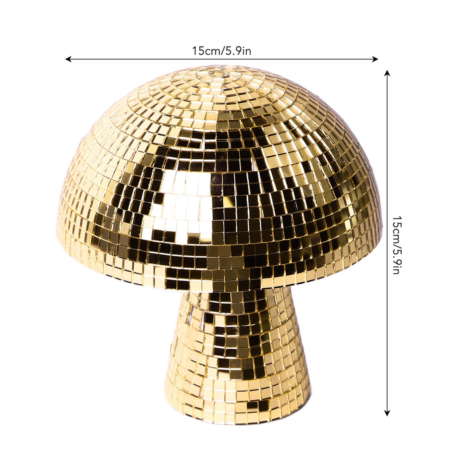 Boule Disco Champignon Effets Visuels Éblouissants, Plastique Premium, Reflets Colorés Idéal Pour Les Fêtes, Mariages (GOLD)