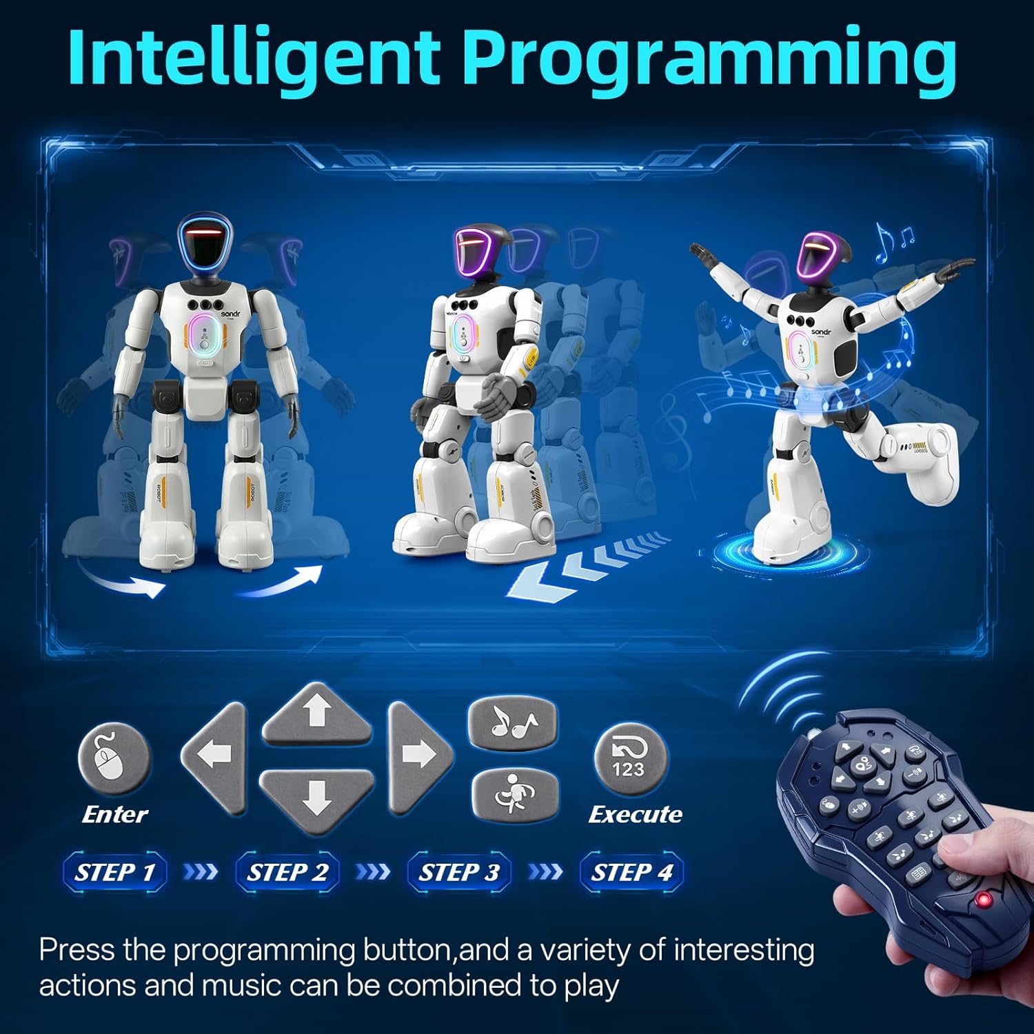 Robot Toy for Kids, Voice Recording&Playback Remote Control Robot, LED Faces Interactive Kids Toy with Gesture Sensing, Music Walking Dancing Birthday Gift for 4 5 6 7 8 9 10 11 12 Year Old Boys Girls