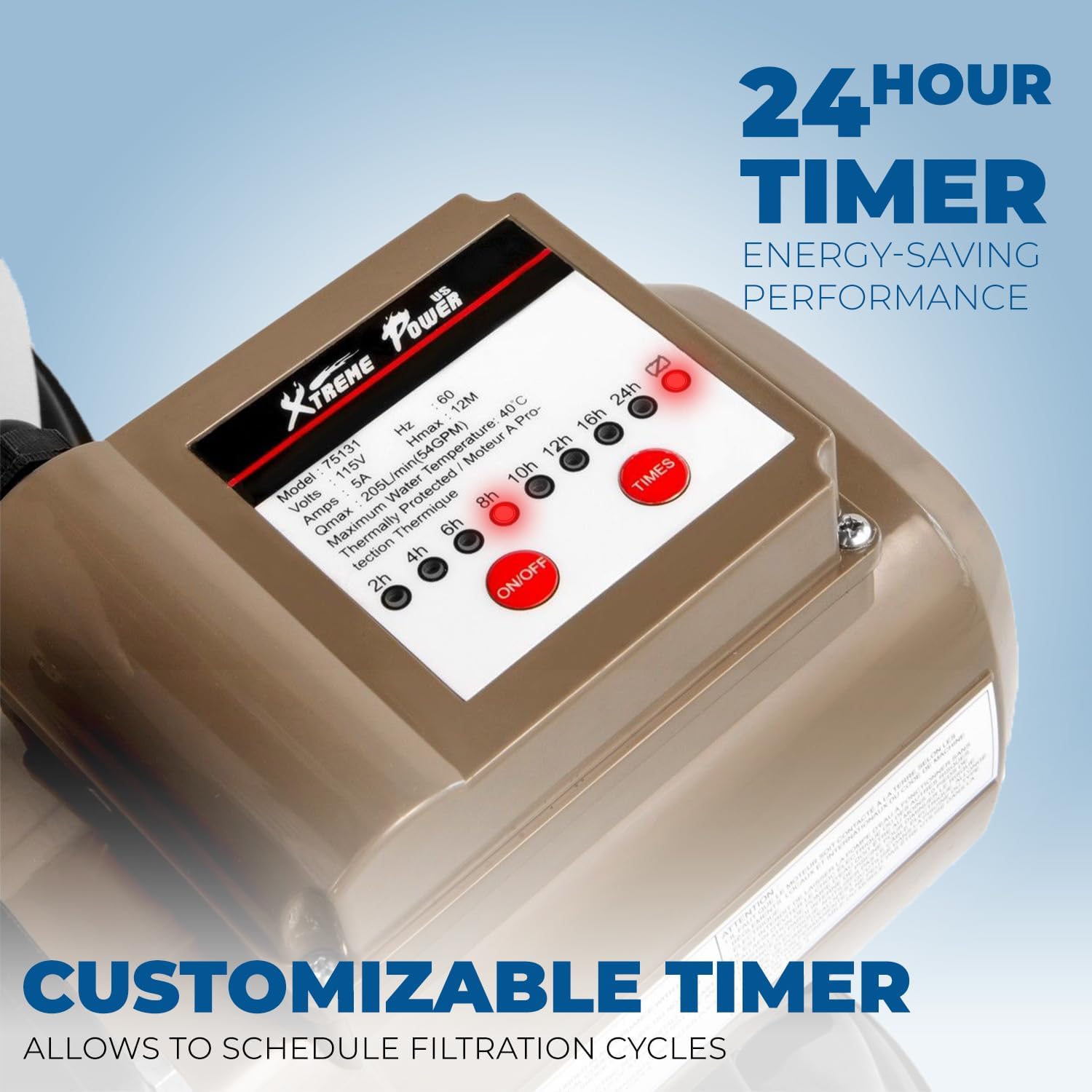 XtremepowerUS 16" Sand Filter, 3/4HP Pool Pump 3,100 GPH with Programmable Timer up to 15,000 Gallons for Above Ground Swimming for Crystal-Clear Pool