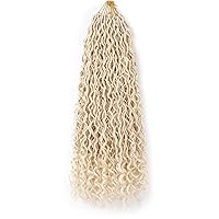 Vista 38 de Locs de diosa de imitación de pelo de ganchillo boho, locs de río boho, hippie ondulado de ganchillo con cabello rizado en el medio y puntas