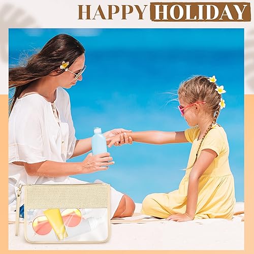 Miniatura 7 de Silkfly 9 piezas de bolsa de maquillaje de viaje de piel sintética con cremallera y muñequera, bolsa de viaje transparente, impermeable, portátil,