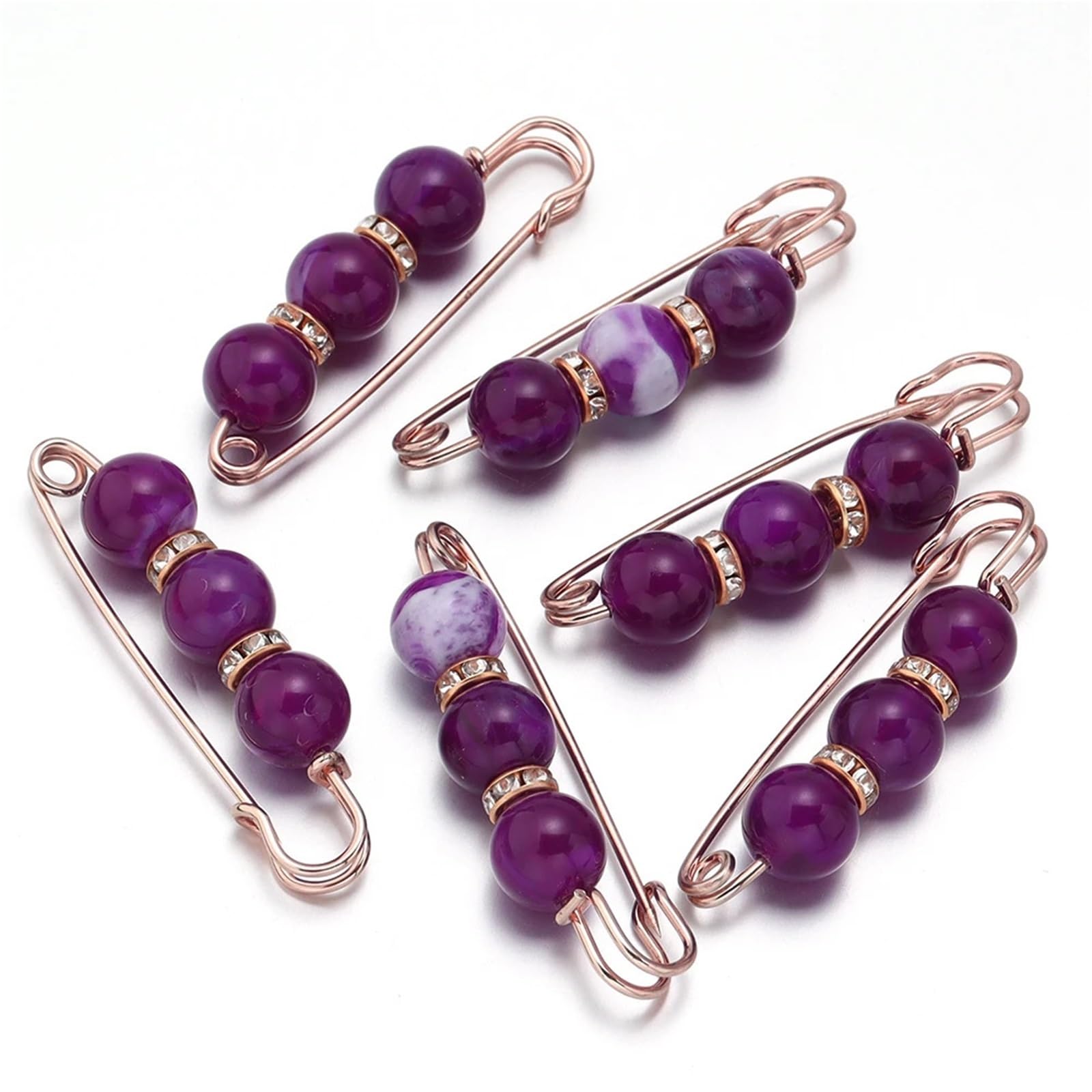 Decorative Safety Pins 30pcs Imitation Pearl Rhinestone Brooch Fashion Tightening Safety Pins For Women Clothing Decoration Pants Waist Pins Accessories for Clothes(Purple)