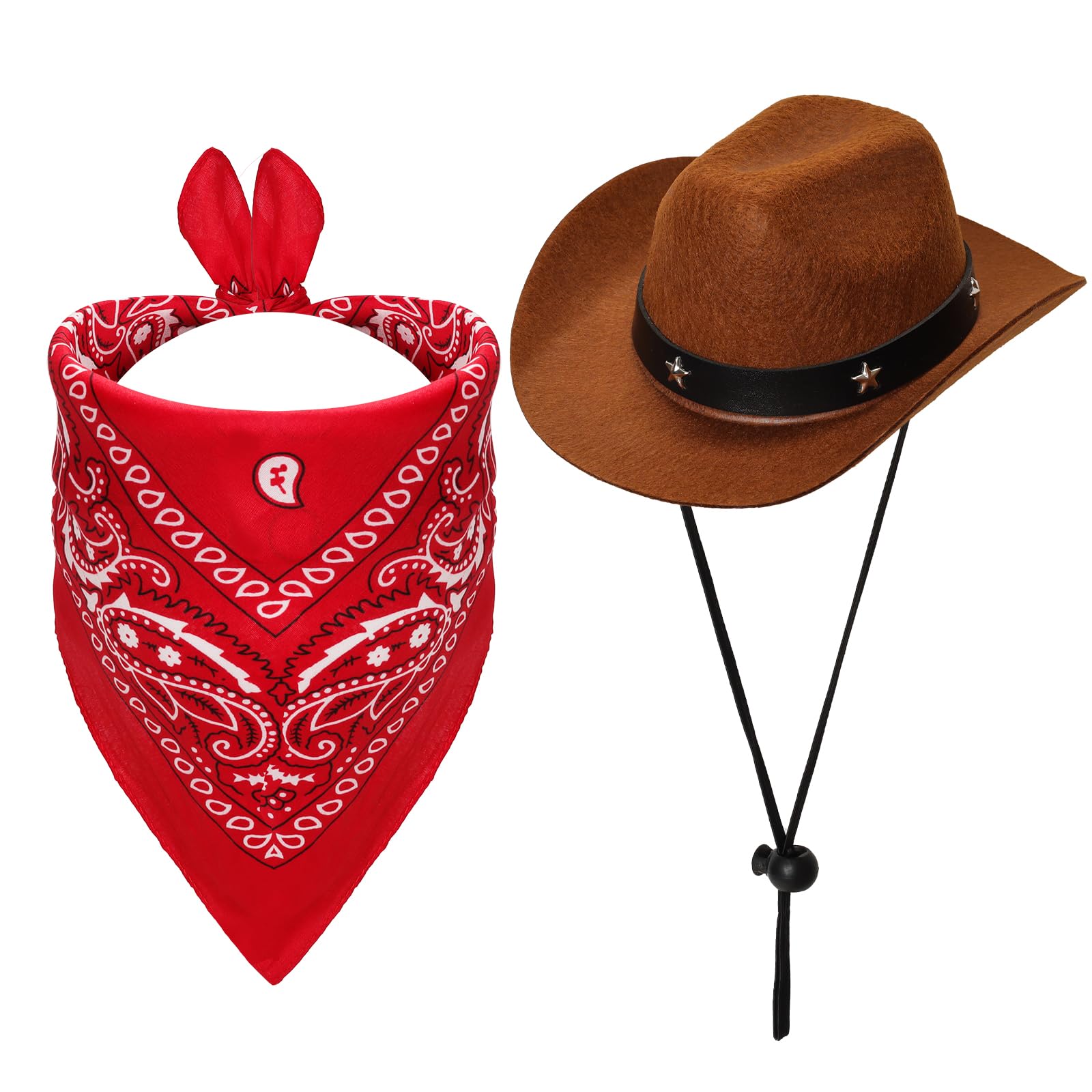 Fumwase Pet Cowboy Costume Halloween Costumes for Dogs Cat Puppy Hats with Bandana Scarf Cowboy Costume Accessories Dog Cat for Party Festival and