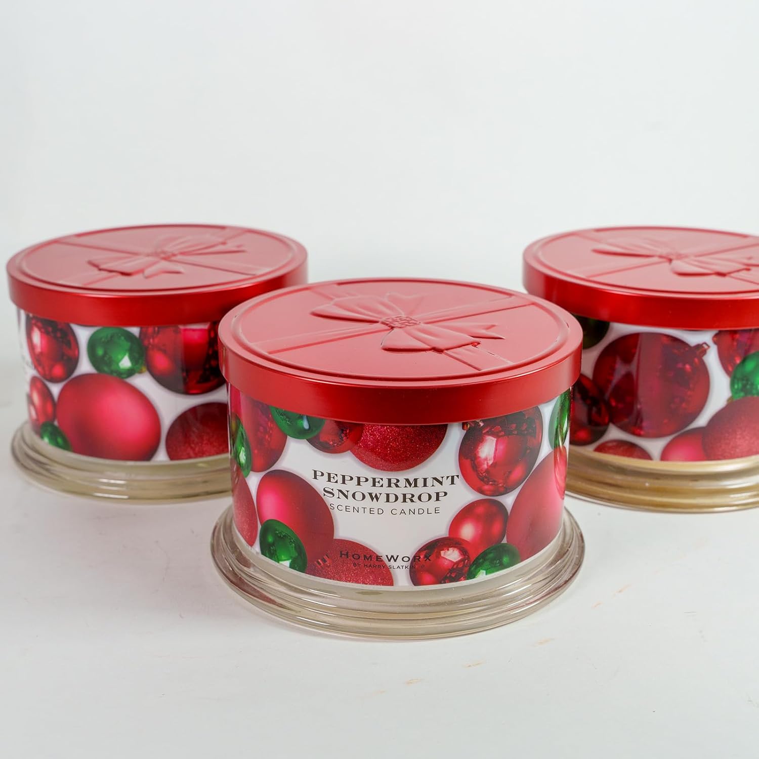 Set of 3 18 oz Candy Cane Lane Candle Set, Long Lasting Jar