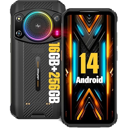 Ulefone Armor 21 Android 14 Unlocked Rugged Phone, 122dB Loudest Speaker, MTK G99 16GB + 256GB Outdoor Rugged Smartphone,64MP Main Cam + 24MP Night Vision Cam, 6.58" FHD+, 9600mAh, IP68 Dual SIM