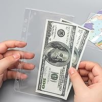 Vista 4 de 24 bolsillos A6 para carpetas transparentes sin cremallera, sobres de efectivo para carpeta de presupuesto, fundas protectoras de hojas para 6