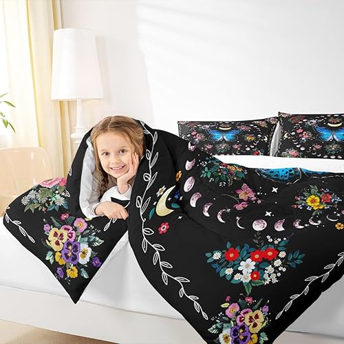 Miniatura 3 de Juego de edredón para niños con diseño de sol y luna, tamaño king, funda de edredón con temática de cielo estrellado, galaxia, planetas y estilo