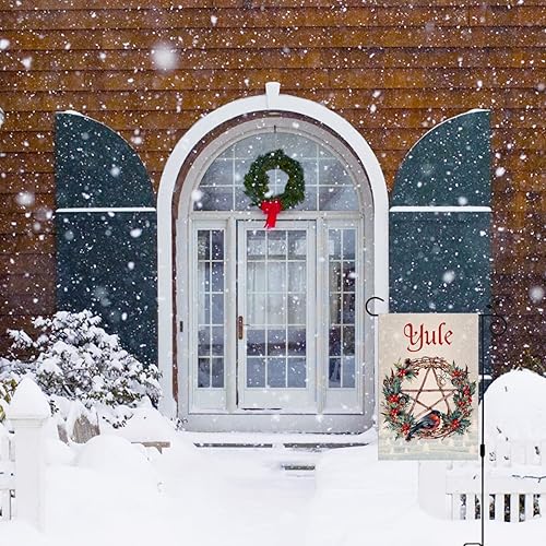 Miniatura 3 de Nepnuser Bandera de jardín de lino Yule con temática pagana Wiccana, decoración de fiesta de bienvenida, solsticio de invierno, vacaciones, Navidad,