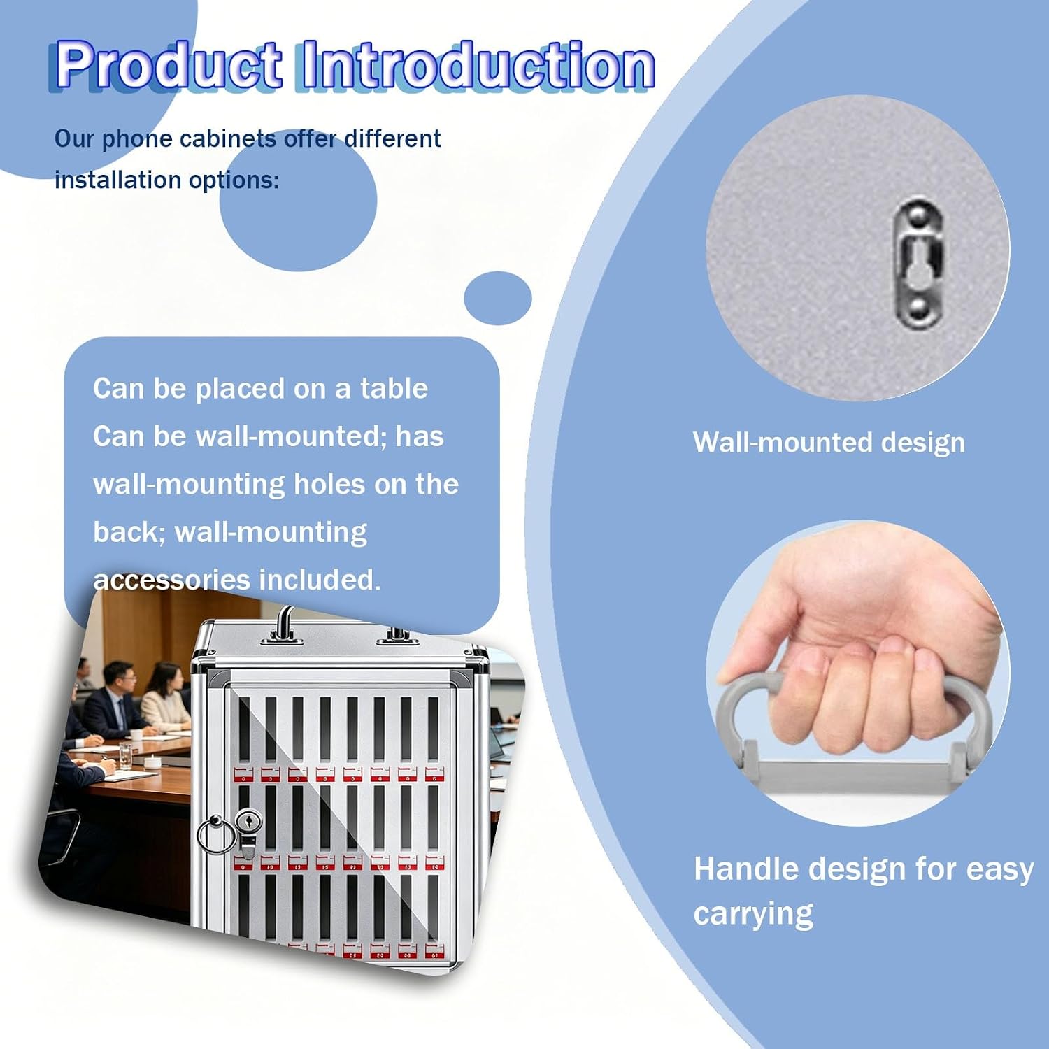 Portable le Phone STO Box with 12-72 Slots, Wall-Mounted Aluminum Alloy Locker for Cell Phones, Classroom & School Ment Solut. image 4