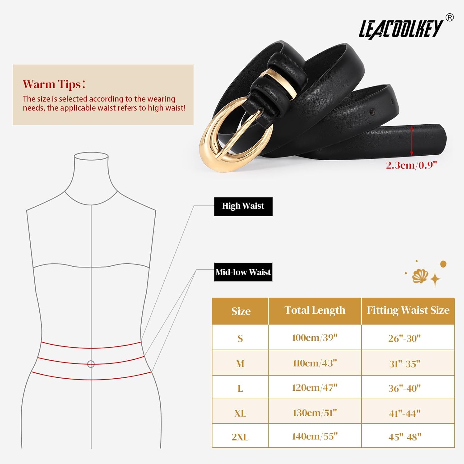 2 Pack Women Leather Belts for Jeans Dress Fashion Ladies Belt with Gold Silver Buckle - Image 6