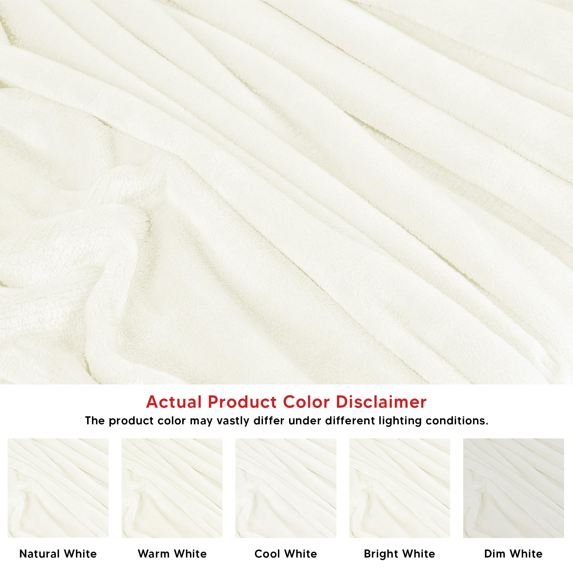 Utopia Bedding Ivory Fleece Blanket King Size Lightweight Fuzzy Soft Anti-Static Microfiber Bed Blanket (90x102 Inch)