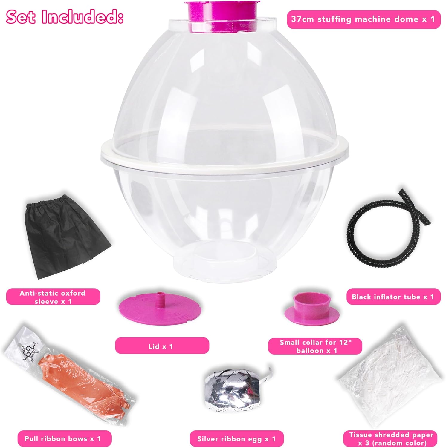 Hot Pink Balloon stuffing tool kit Balloon Stuffing Machine Stuffer Set for Filling Gift Decoration DIY Stuff Balloons Dia. 37cm Stuffing Balloons