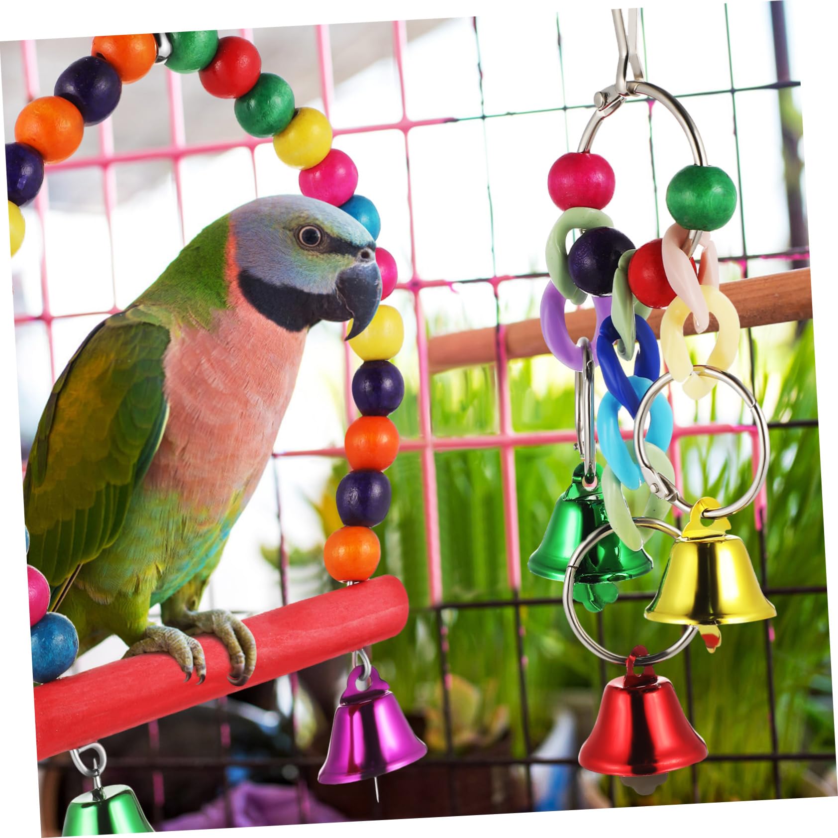 HANABASS 5juegos Columpio y Sonajero para Aves Accesorios para Jaula De Pájaros Juguete Interactivo y Decorativo Instalación Rápida y para Periquitos y Agapornis