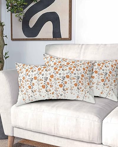 Miniatura 2 de Fundas de almohada de tamaño King de flores naranjas, fundas de almohada suaves para cama, fundas decorativas de lujo, sofá decorativo de lujo,