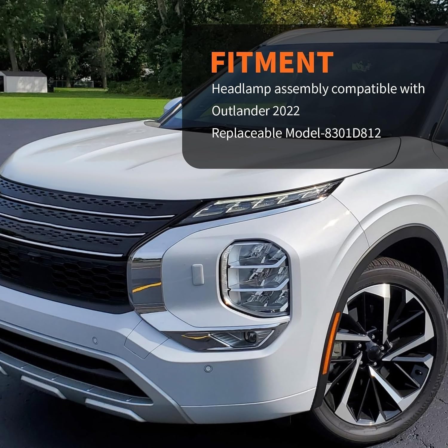 Left Headlight Assembly Compatible with Outlander 2022-2024 Headlamp Driver Side 8301D811