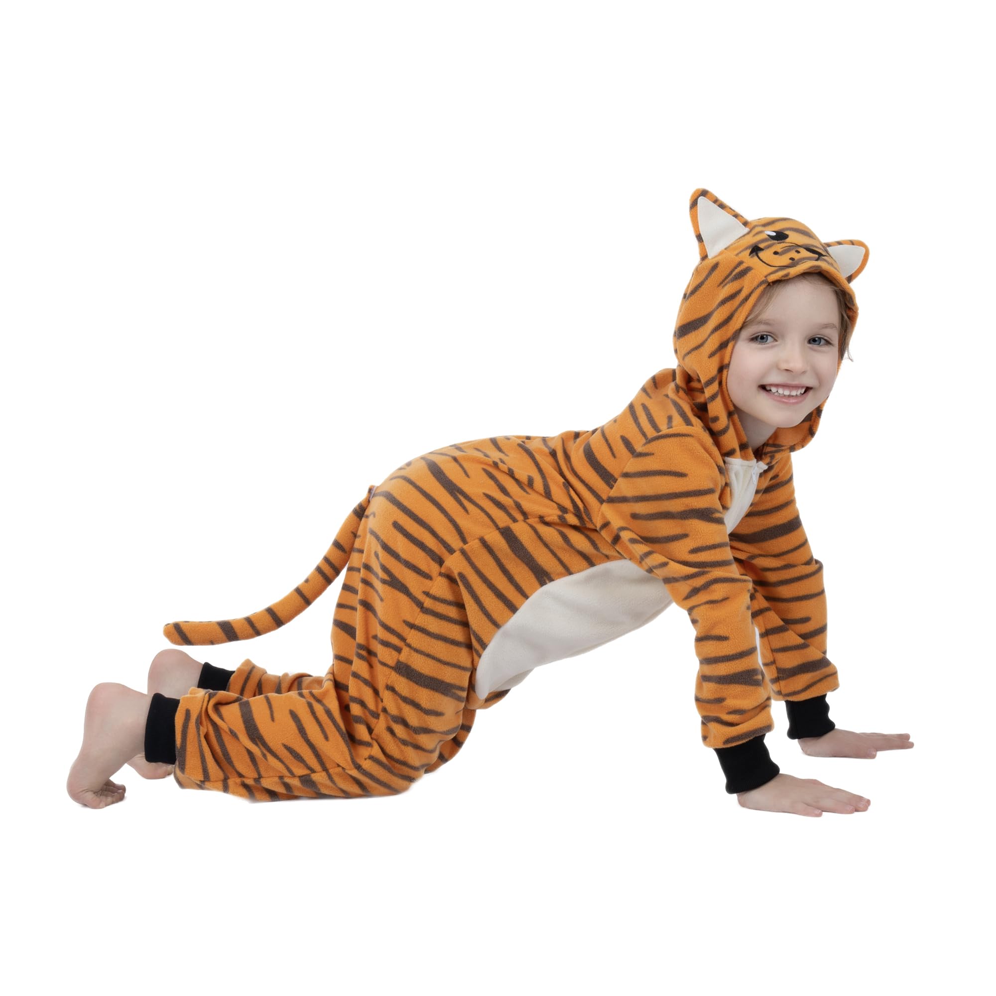 Sincere Party Tiger Onesie Novelty Tiger Jumpuit with EMB Face Costume for Kids S(4-6)