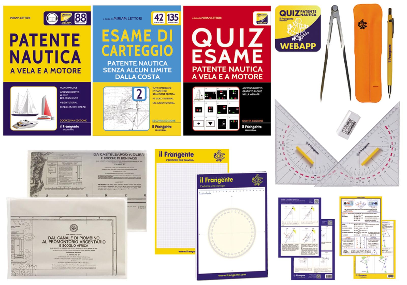 Kit Completo di Materiale per Il carteggio patente Nautica Senza Limiti - corredo Master Il Frangente STR 15