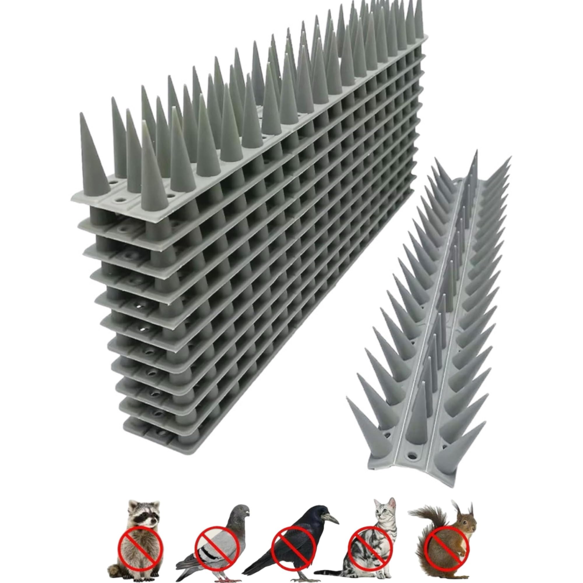 Dormaster Pigeon Spikes - (Grey, Pack of 10) Deter Pigeons, Cats, Monkeys, Crows, Kabootars - Protect AC, Balcony, Windows - Easy Install, Weatherproof - Home Defense Solution (Grey, 10)-image-13