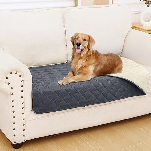 Miniatura 55 de Smiry Funda impermeable para cama de mascota, suave y lavable, para cama, sofá, reversible, perros pequeños, medianos, grandes, gatos, diseño
