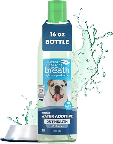 TropiClean Fresh Breath - Aditivo de agua para el cuidado bucal para perros ambientador de aliento para perros placa y defensa del sarro no requiere