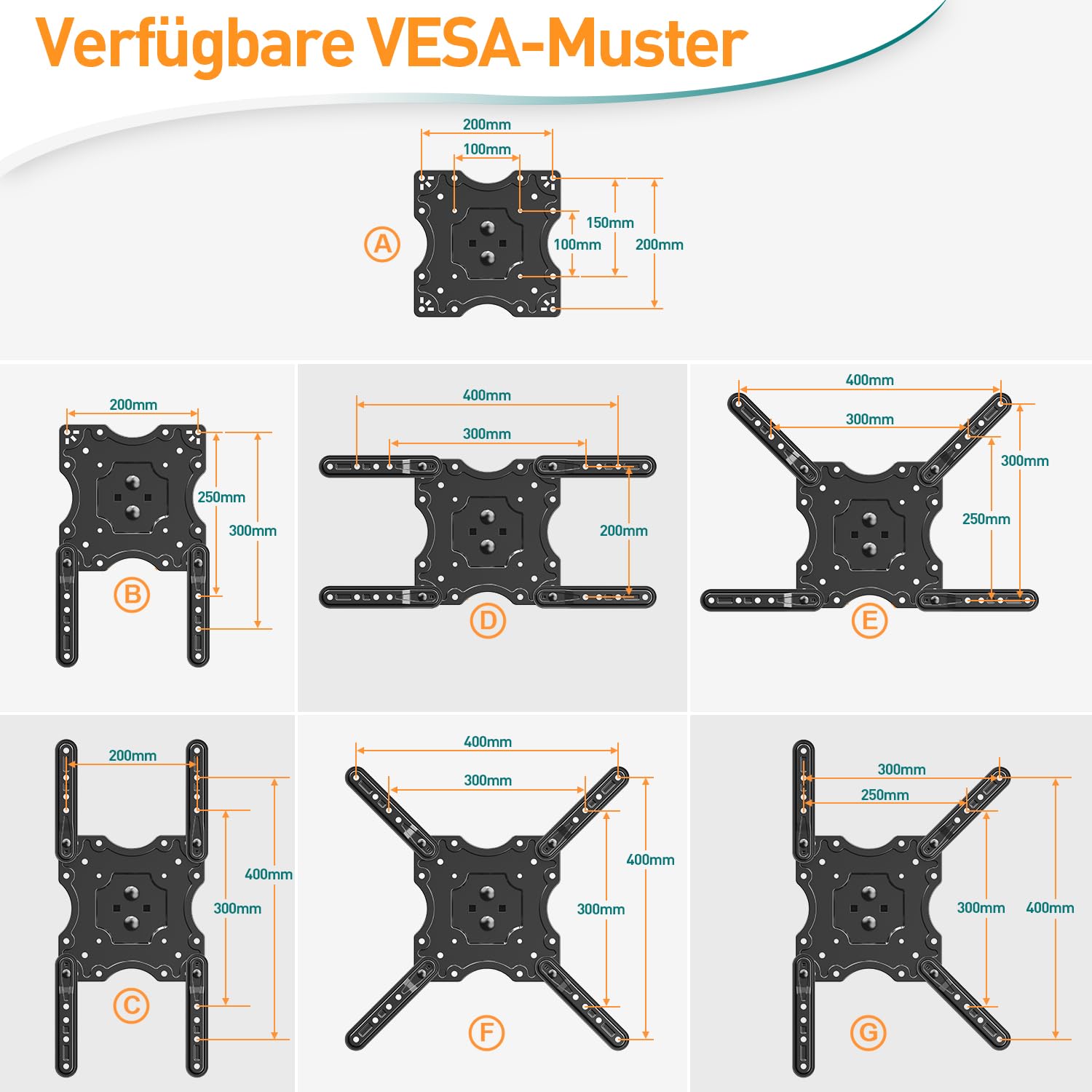 ELIVED TV Deckenhalterung für die meisten 26-65 Zoll Flach & Curved Fernseher bis zu 45KG, max. VESA 400x400mm, Höhenverstellbare TV Halterung für Flachdach oder Schrägdach, EV3015