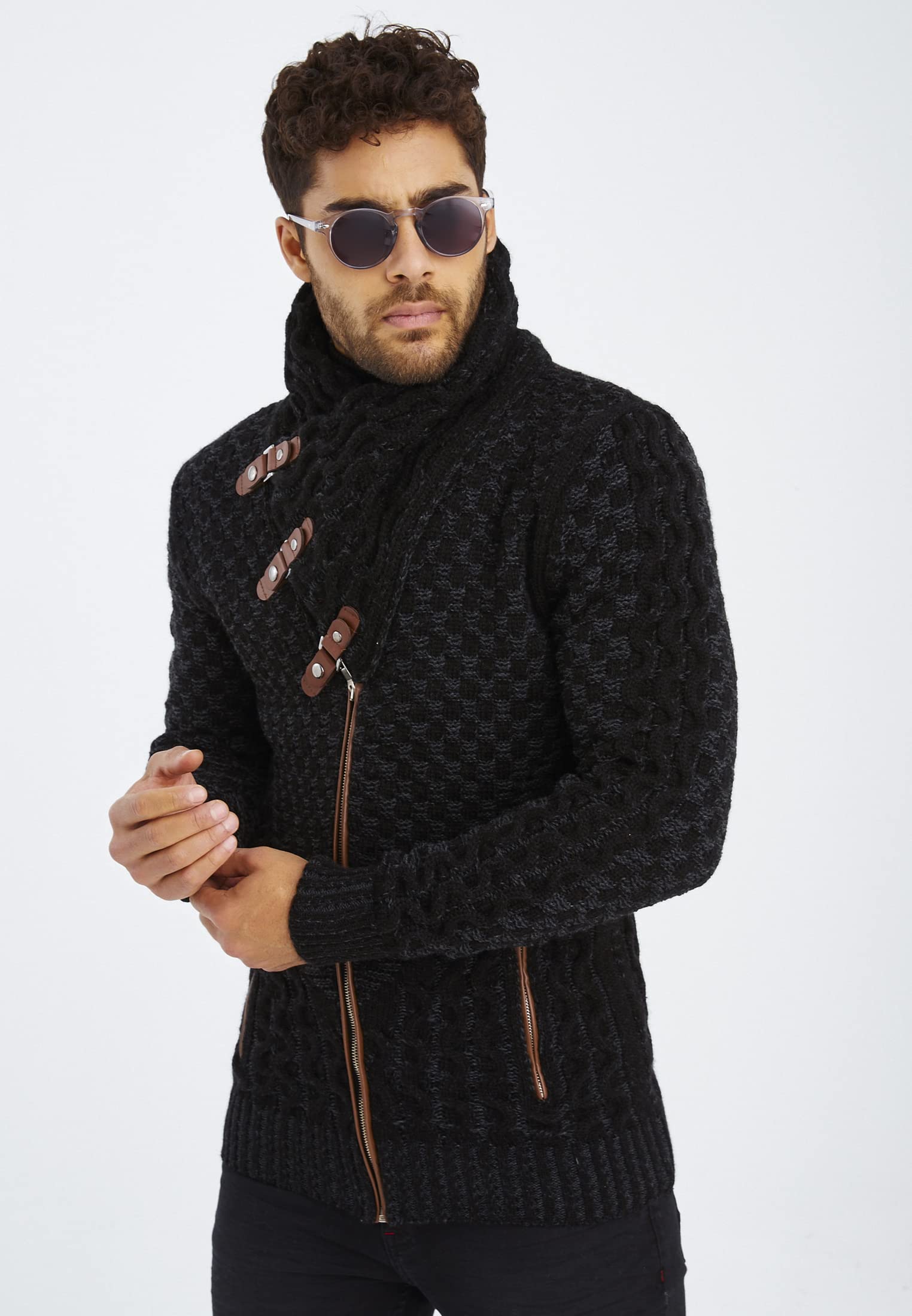 Leif Nelson Herren Strickjacke mit Reißverschluss in Regular Fit, Männer Cardigan in Langarm Design, ideal für Casual und Business-Looks