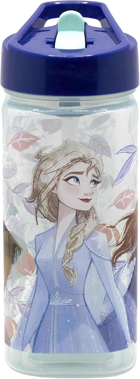 Frozen Reusable Square Water Bottle with Integrated Straw 18oz