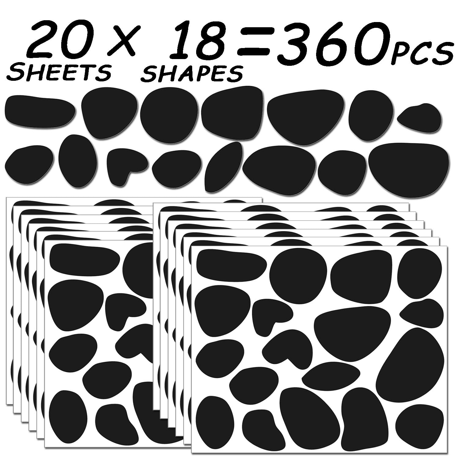 HIOHWEFH 12 Sheets Black Adhesive Felt Circles For Kids