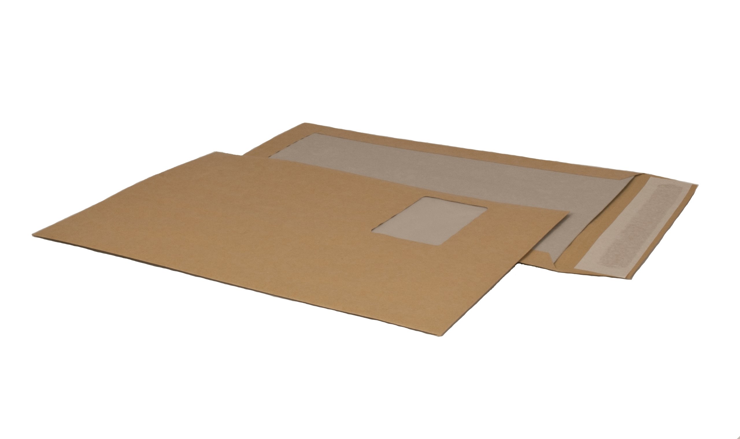 Bong GmbH 14008 Lot de 100 enveloppes format C4 en papier Kraft 120 g/m² avec dos en carton gris 450 g/m², fenêtre et fermeture