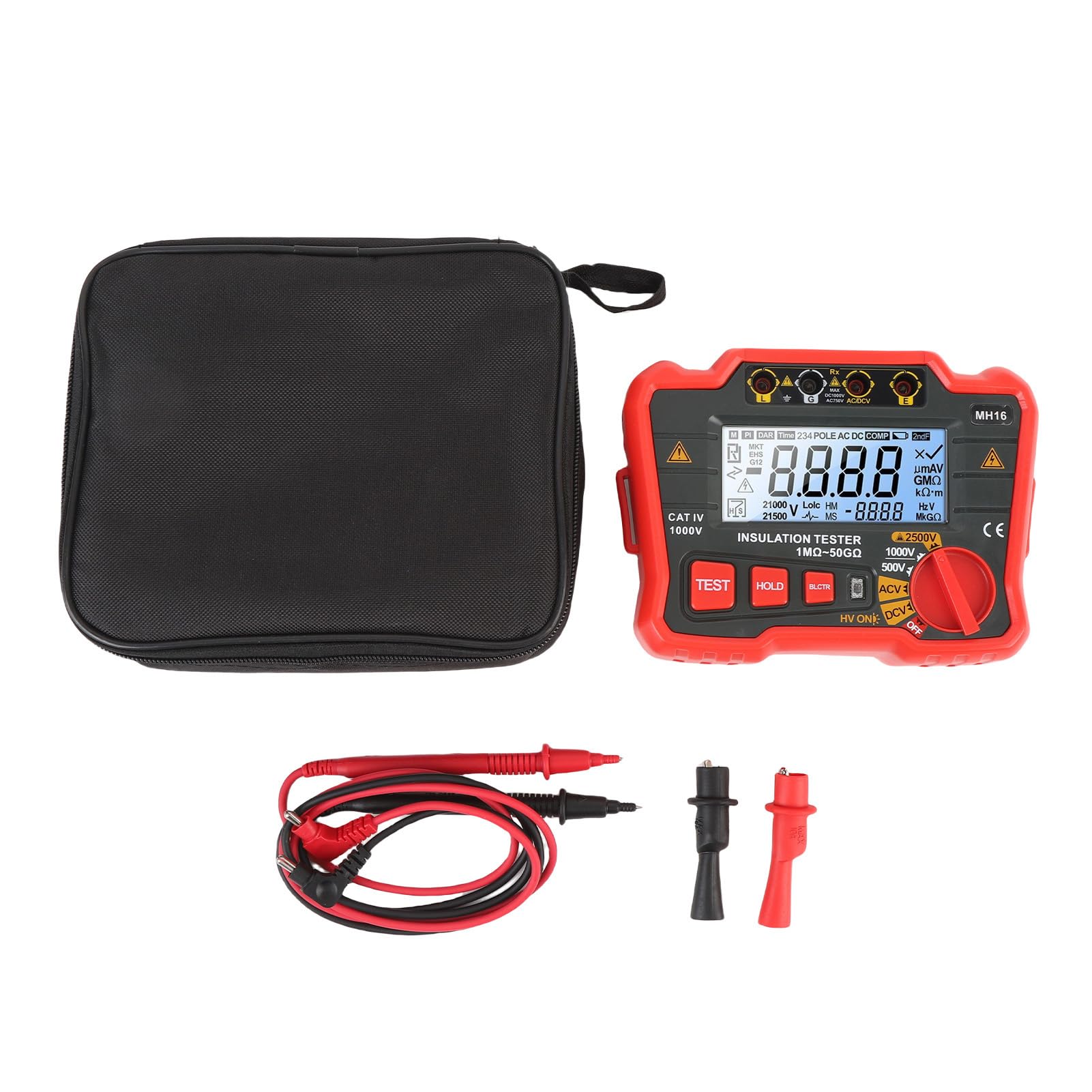 Tester Digitale per Resistore di Isolamento con Copertura Protettiva in Silicone per Test Elettrici