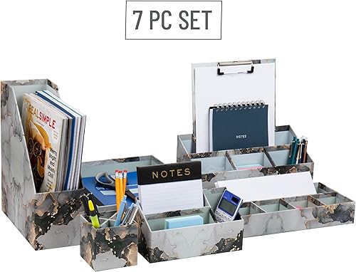 Miniatura 9 de Maison Sucasa Juego organizador de escritorio, incluye vaso para bolígrafos, contenedor de 3 compartimentos, contenedor de 4 compartimentos,