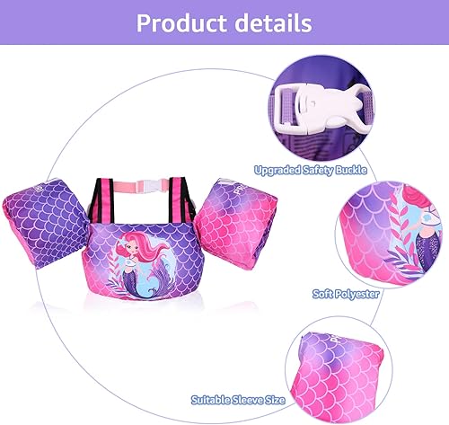 Miniatura 6 de Chaleco de natación para niños pequeños, flotadores con arnés de hombro para parrillas de 30 a 50 libras, para piscinaplayanatación