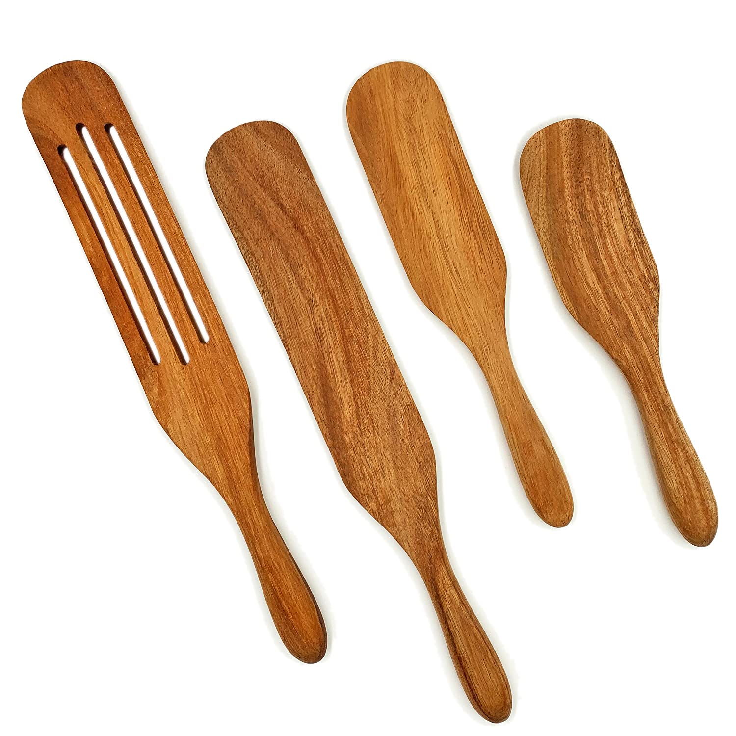 Spurtles Kitchen Tools Wooden - Spurtle set - Natural Acacia Wood Utensils for Cooking - Wooden Spurtle Set As Seen on TV for Nonstick Cookware, Ceramic Pans, Serving