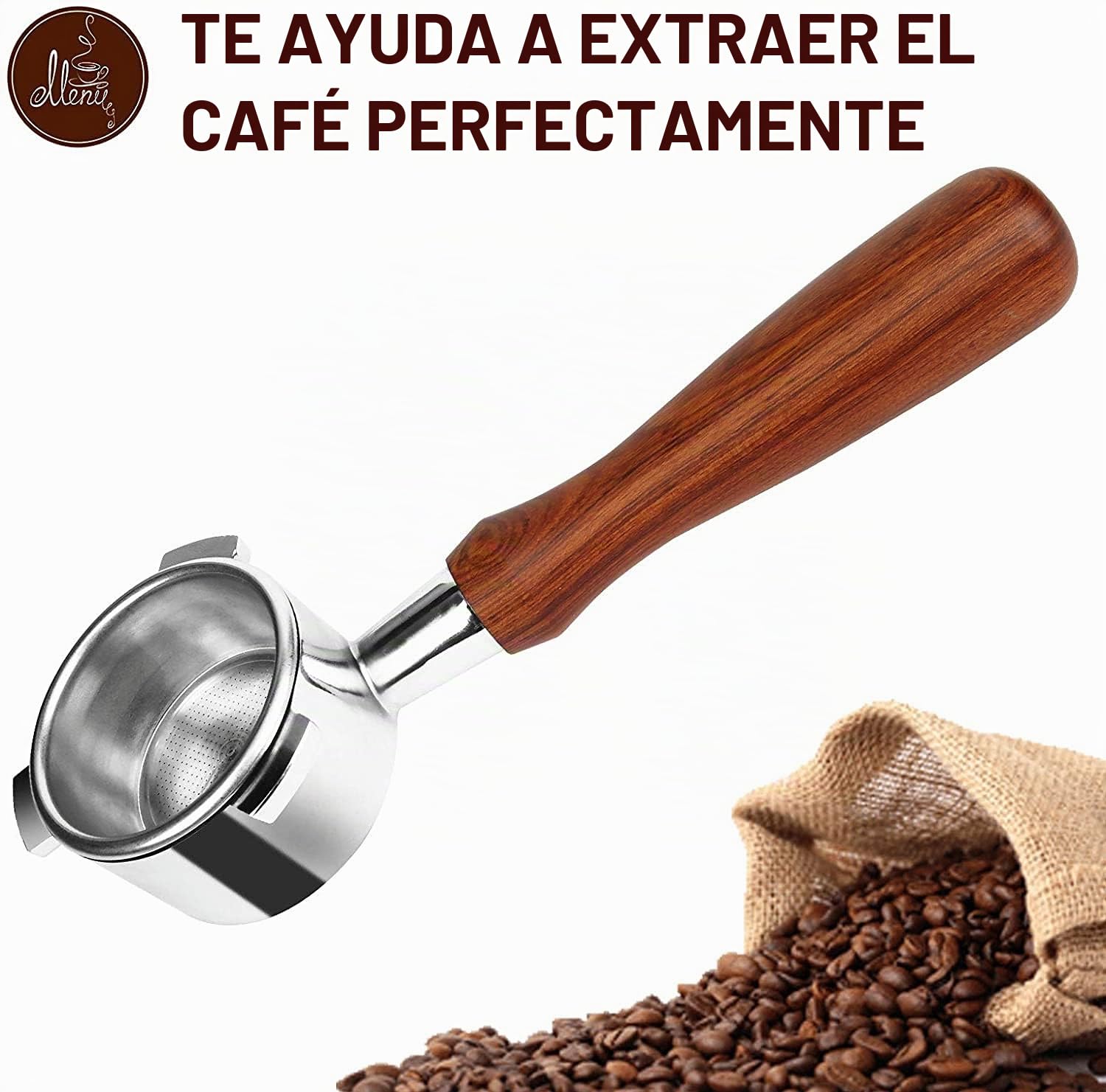 Portafiltro sin fondo 54 mm Compatible Sage/Breville Barista 870/878/880, asa de madera
