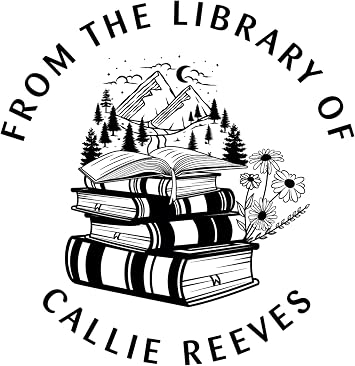 Pickled Stamps from The Library of | Ex Libris Mountain Book Stamp This Belongs to Personalized Custom Monogram Rubber Self-Inking Wood Handle Mountain, Black Ink