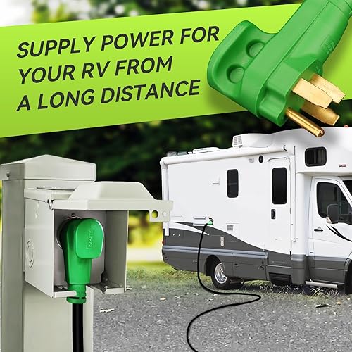 Miniatura 2 de RVMATE Cable de extensión de alimentación con cerradura para RVgenerador de 50 amperios y 25 pies, mango de fácil enchufe, 14-50P a SS 2-50R con